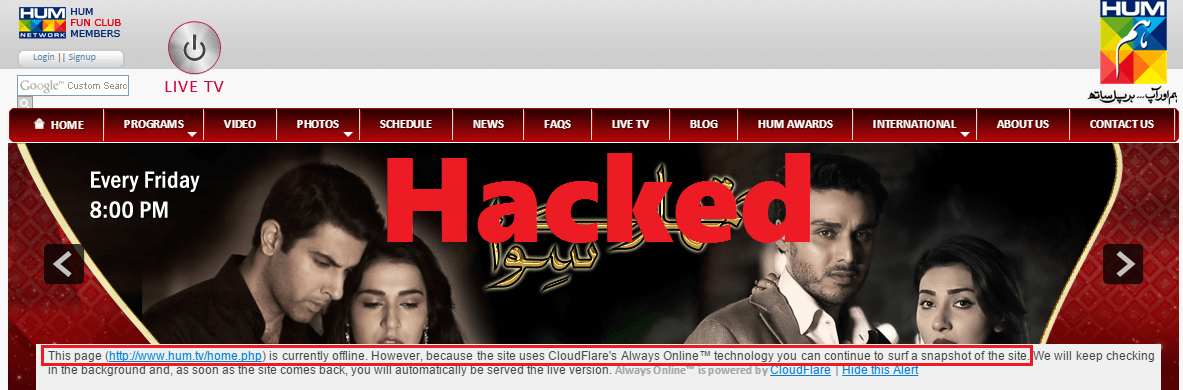 Hum TV Website Hacked